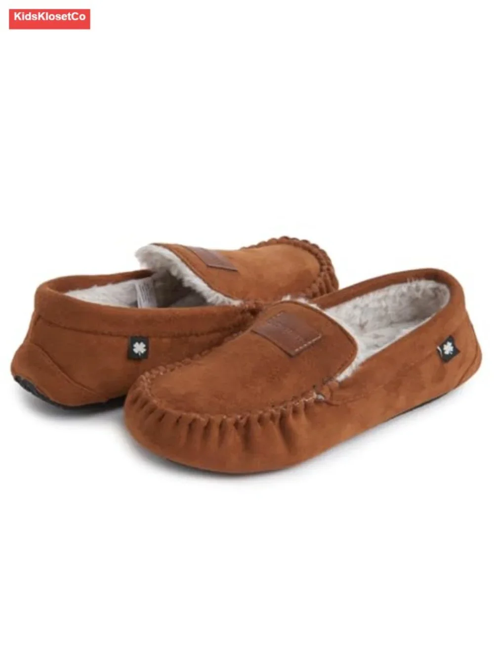 Boys Cozy Faux Fur Mocc Non-Slip Slip-On Indoor Shoes